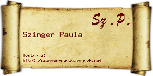 Szinger Paula névjegykártya
